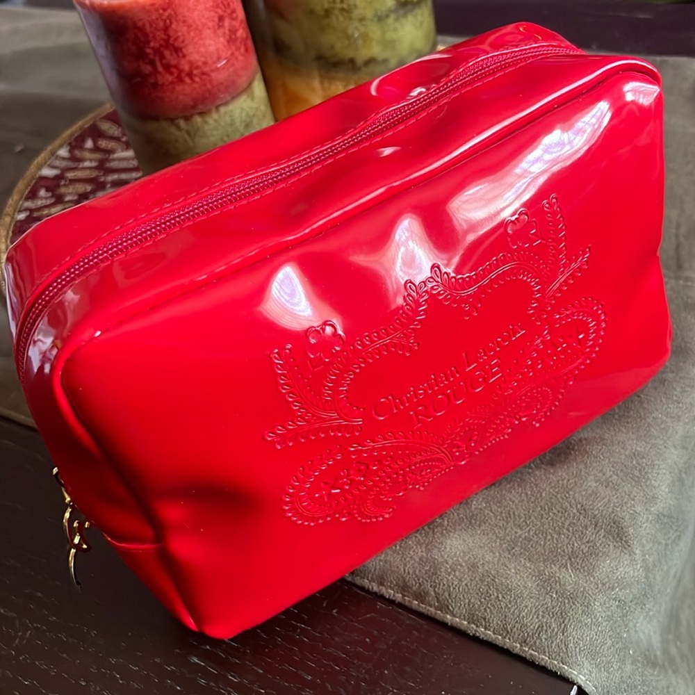 Christian LaCroix Glossy Red Patent Makeup Bag